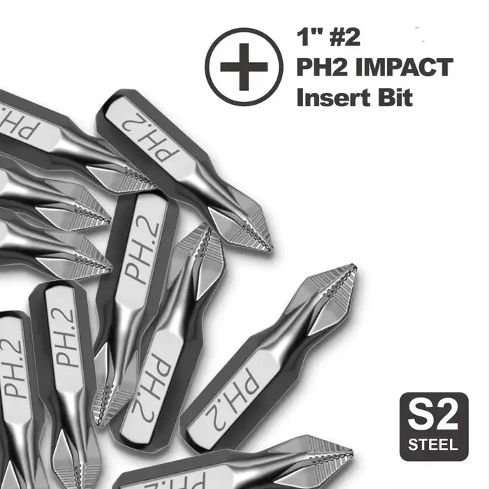 Embout de tournevis à percussion PH2 de 1 pouce, parfait pour les projets de plastique, de bois et d