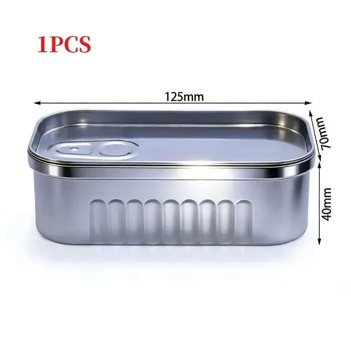 Boîte de rangement portable en métal en forme de boîte de conserve de sardines avec couvercle, pot s