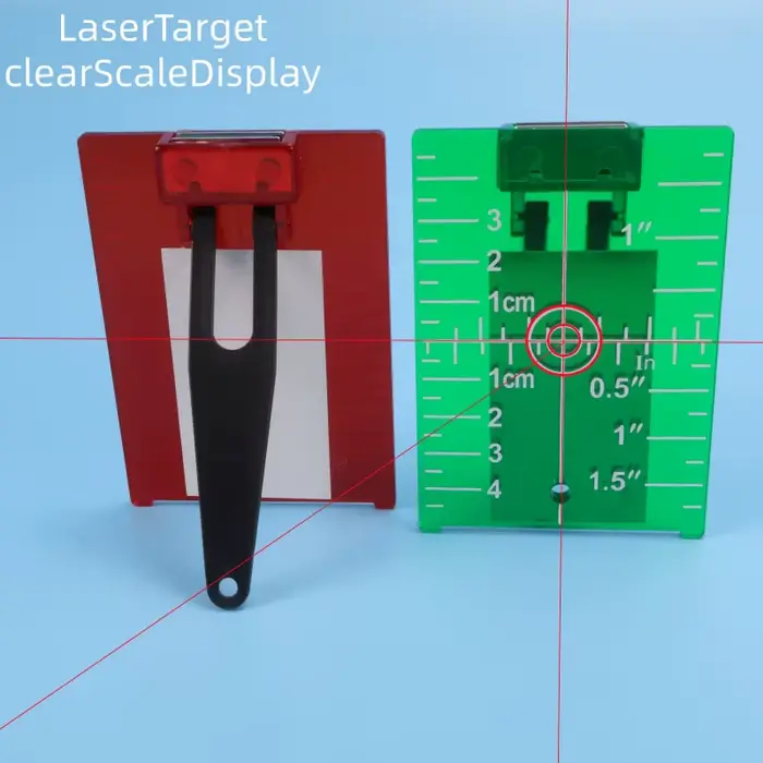Plaque de nivellement laser avec ligne rouge/verte pour fixation murale et au sol (pouces/cm)