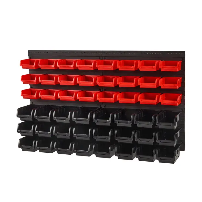 SucceBuy 48 pièces bacs de rangement de pièces conteneurs de Garage fixés au mur avec panneaux murau
