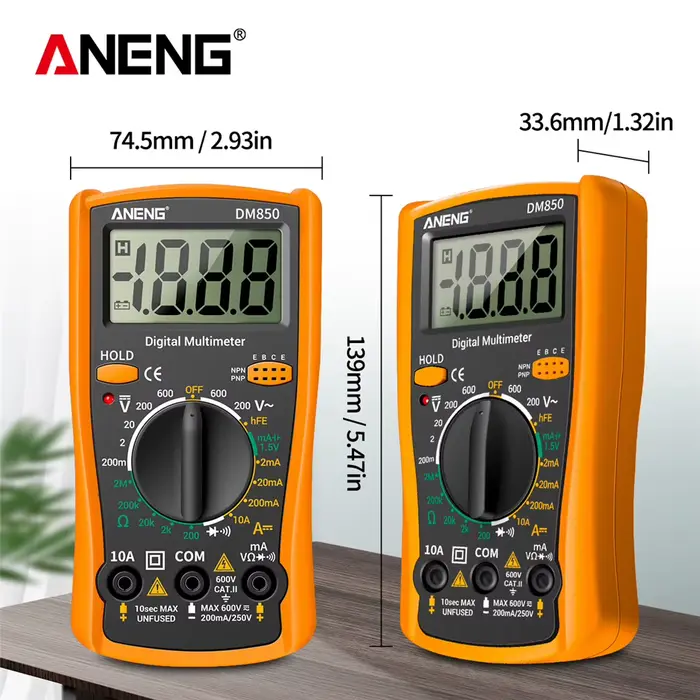 Multimètre professionnel ANENG DM850 compteur de tension AC/DC courant continu rétention de données Ohm outils de test