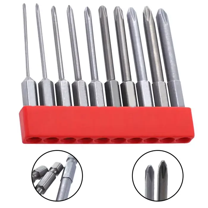 10 pièces 65mm magnétique 1/4 pouces Hex électrique tournevis cruciforme embouts PH00 PH0 PH1 PH2 ti