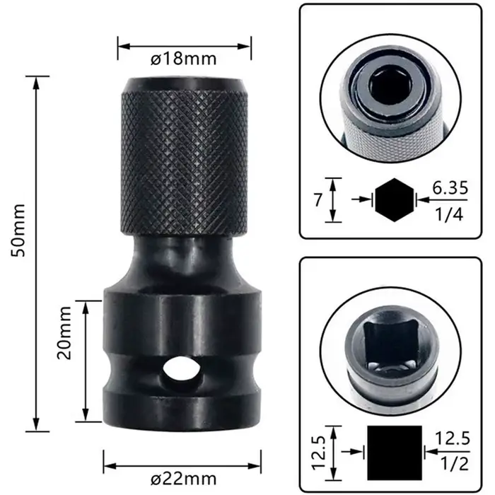 Adaptateur de clé à chocs pour perceuse