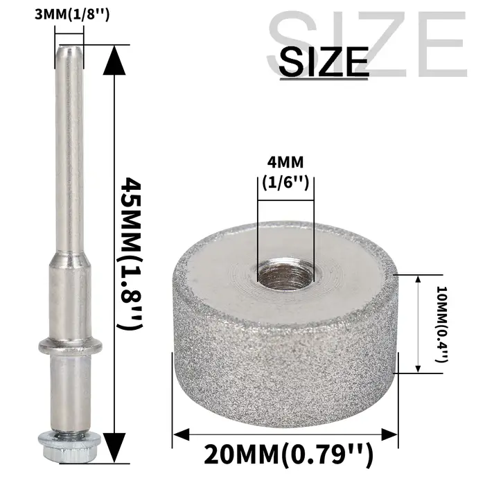 Sbestily 1/3Pcs 20mm Meule diamantée Mini tête de meulage cylindrique pour Dremel