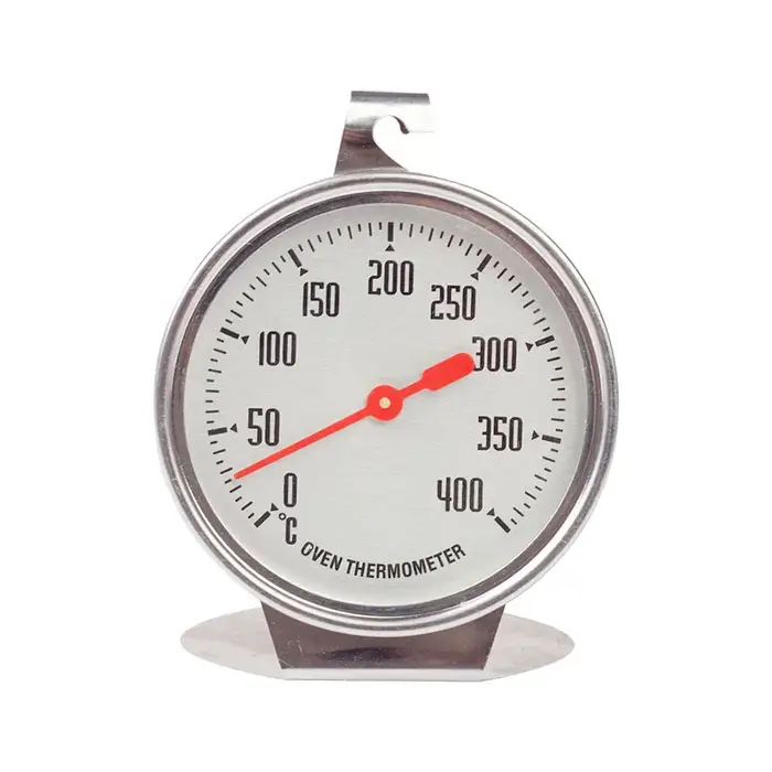 Thermomètre de four en acier inoxydable 0-400 ° Grand cadran - À accrocher ou à poser pour la mesure