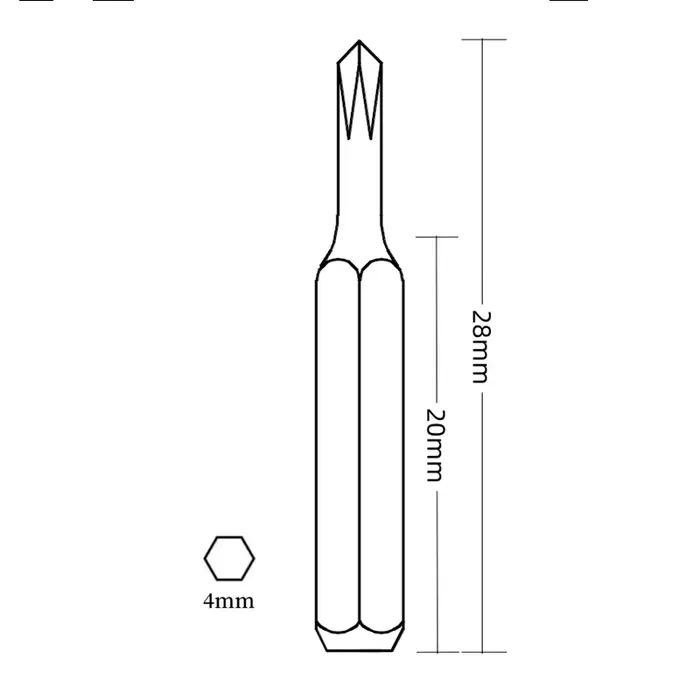 PH0000 PH000 PH00 PH0 PH1PH2 H4 × 28mm jeu d'embouts de tournevis Phillips 4mm 3/25 pouces outils à