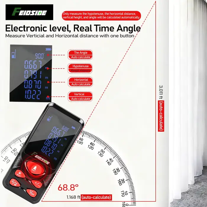 Télémètre laser rouge FEIDISDE 80M/120M avec fonction de mesure d'angle