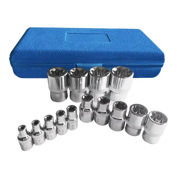 Jeu de douilles Torx Tamper Verde Torx Star Bit Torq Couple Femelle E-socket Set E4-E24 1/4 "3/8" 1/