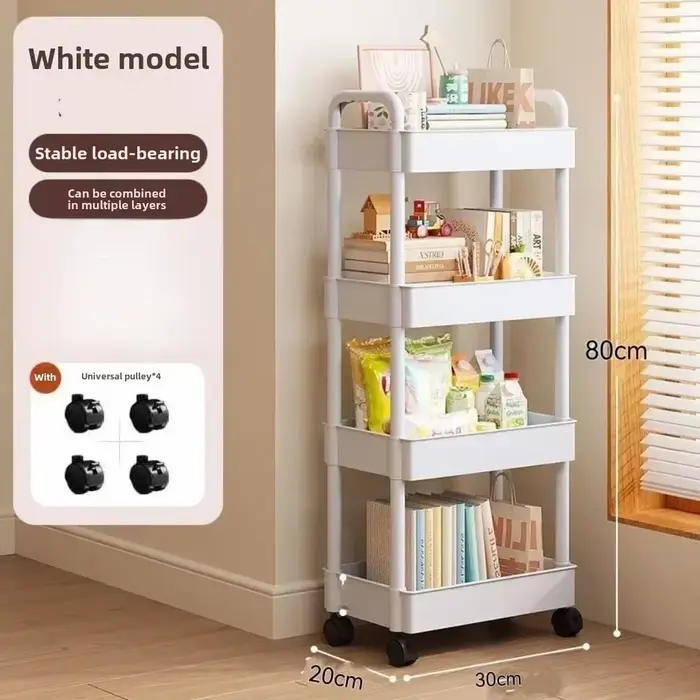 Chariot de rangement roulant multifonctionnel avec étagère ouverte