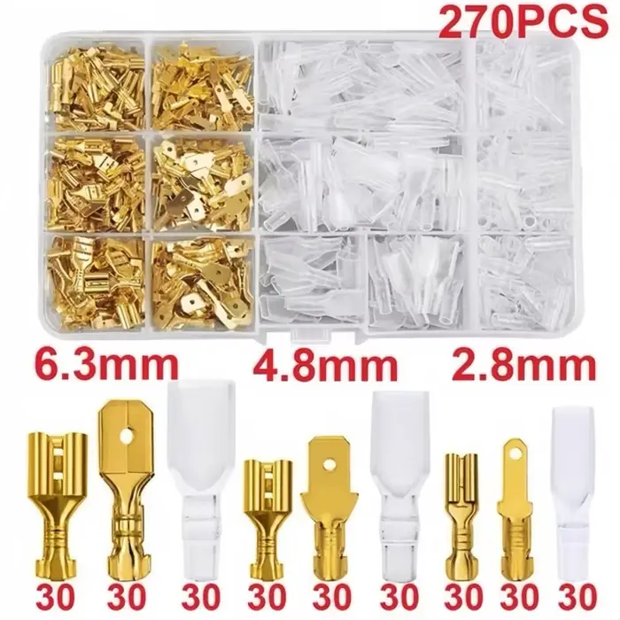 270 pièces/boîte – Kit combiné de connecteurs à sertir isolés et scellés transparents pour fils