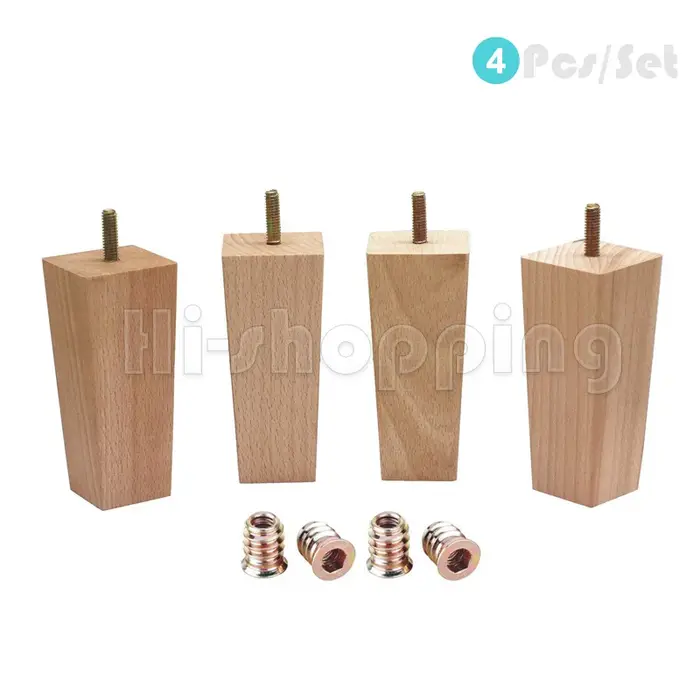 4 pièces pieds de meubles coniques en bois massif hauteur 10/12/14cm pour remplacement canapé meuble