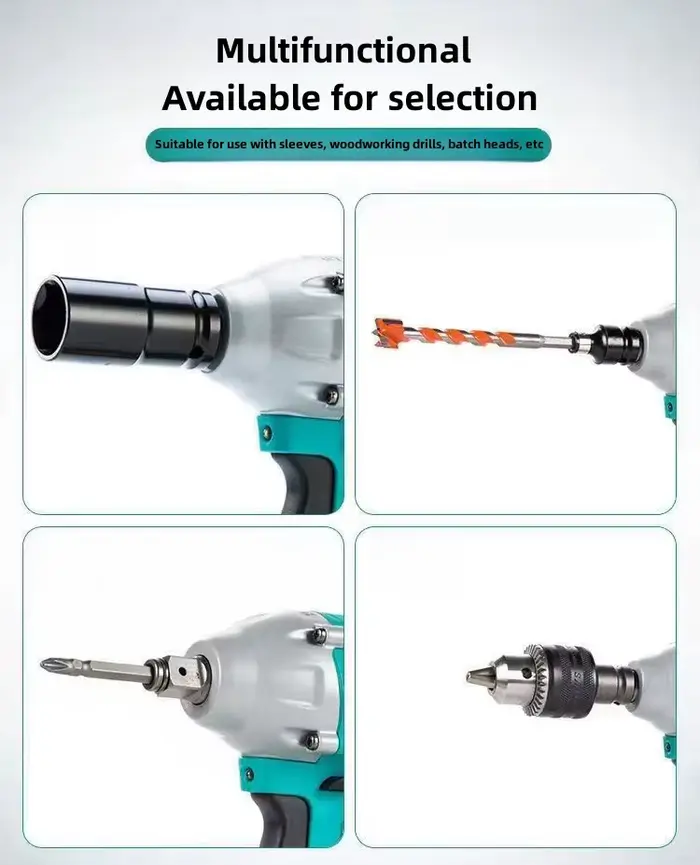 Adaptateur de clé électrique multifonctionnel, tête carrée, arbre en T, clé à chocs électrique sans 