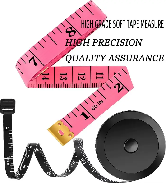 2 Pcs BlackTape Mesure Pouces Mini Portable De Mesure Vêtements Tailleur Ruban À Mesurer Tour De Tai