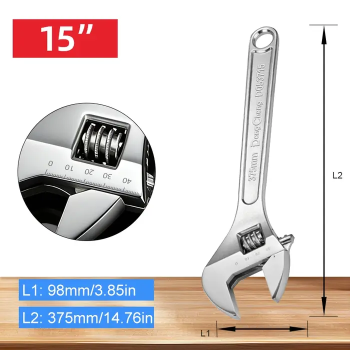 Clé à molette professionnelle à poignée lisse réglable - Acier forgé