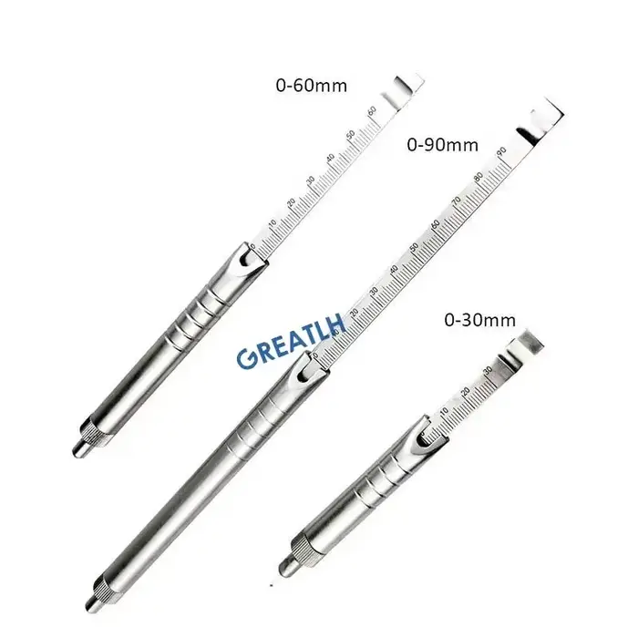 Jauge de profondeur 0mm à 30mm /60mm/40mm/90mm, Instruments chirurgicaux vétérinaires orthopédiques