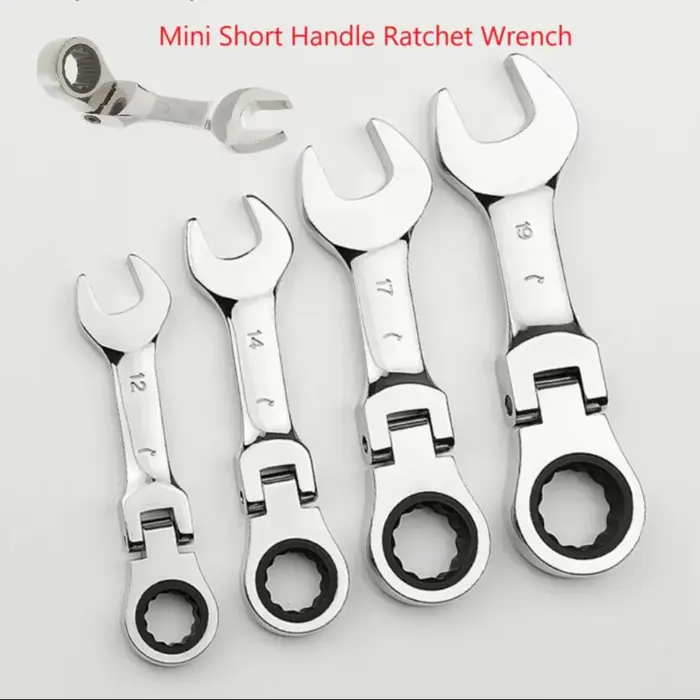 Mini clé à cliquet à tête mobile, clé à extrémité ouverte rapide à double usage, outil de quincaille