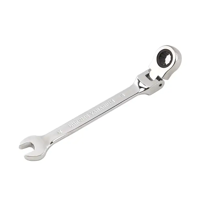 Clé à cliquet monobloc 72 dents à tête flexible finition miroir