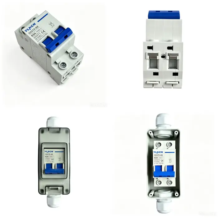 Disjoncteur miniature DC 2P 1000VDC 25A 32A 63A avec boîtier IP65 2 voies pour onduleur de panneau solaire