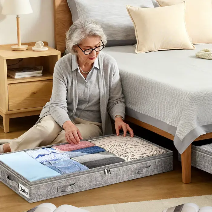 Boîtes de rangement sous lit avec couvercle transparent imperméable