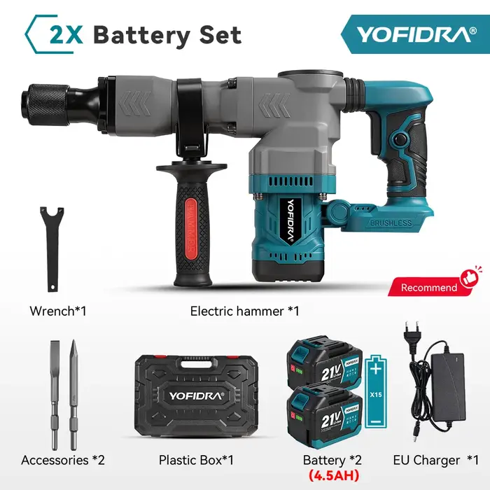 Marteau de démolition électrique sans fil YOFIDRA 6000W