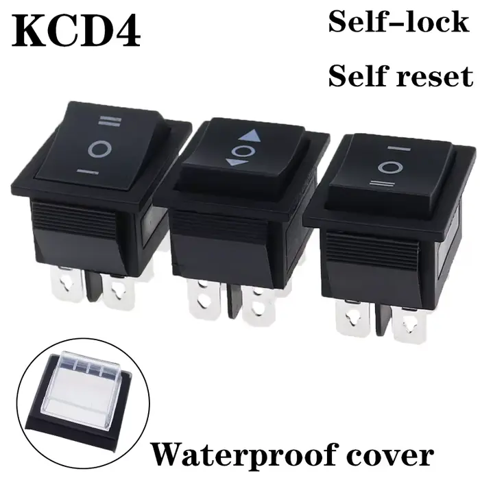 1 pièces KCD4 25X31mm interrupteur à bascule noir 6 broches 3 positions ON-OFF-ON Double réinitialisation/interrupteur de verrouillage 16A 250V 20A 25A 125VAC