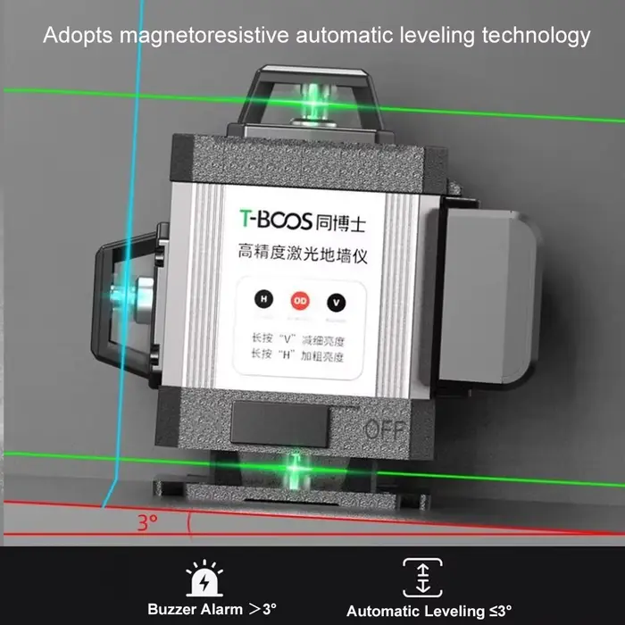Niveau laser professionnel 4D à faisceau bleu/rouge/vert