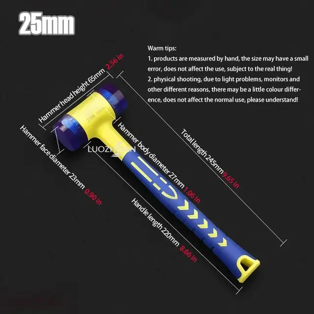 Marteau de pose double face en caoutchouc 25-45 mm avec tête détachable pour carrelage