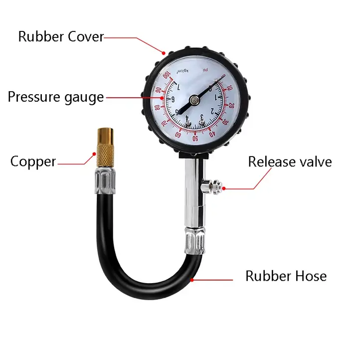 Jauge de pression des pneus 0-100PSI à Tube Long, testeur d'air des pneus de haute précision pour sy