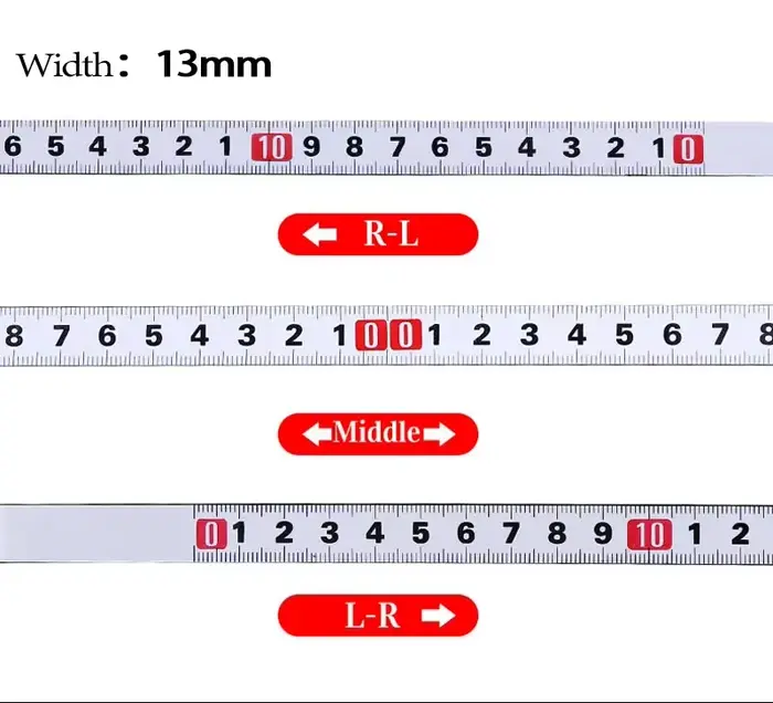 Bande de piste à onglet en acier inoxydable, 1-3m, mesure de 13mm, règle d'échelle métrique auto-adh