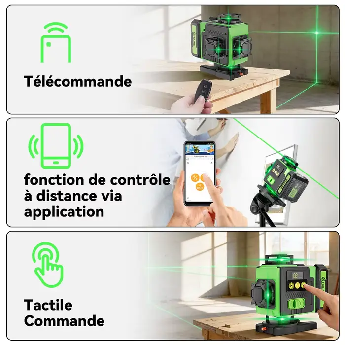HGLINE 16 lignes niveau Laser APP télécommande niveaux horizontaux verticaux affichage de puissance de la Machine