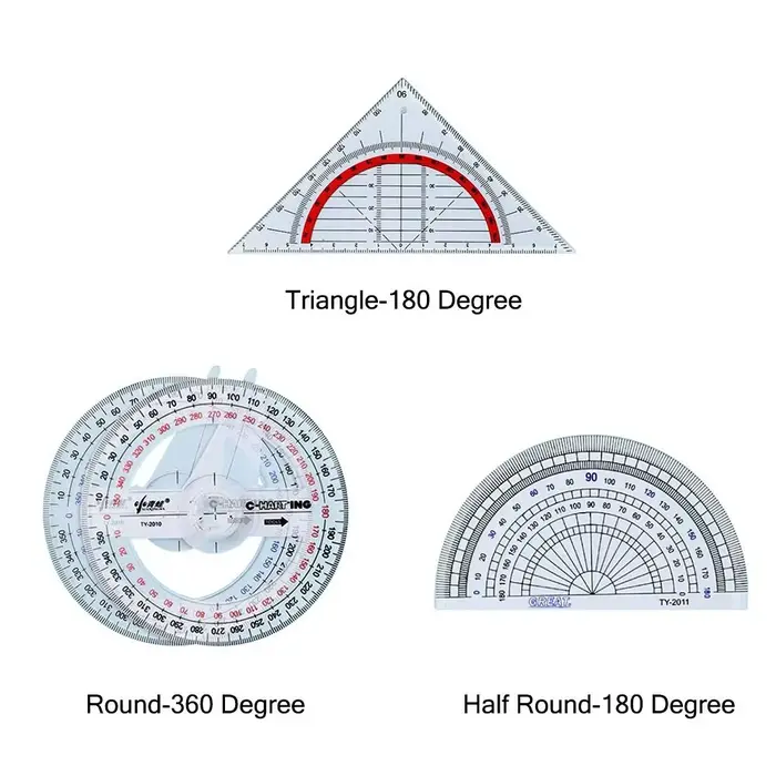 Rapporteur triangulaire transparent résistant à 180/360