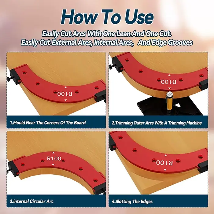 Modèles de rayon d'angle rond pour le travail du bois
