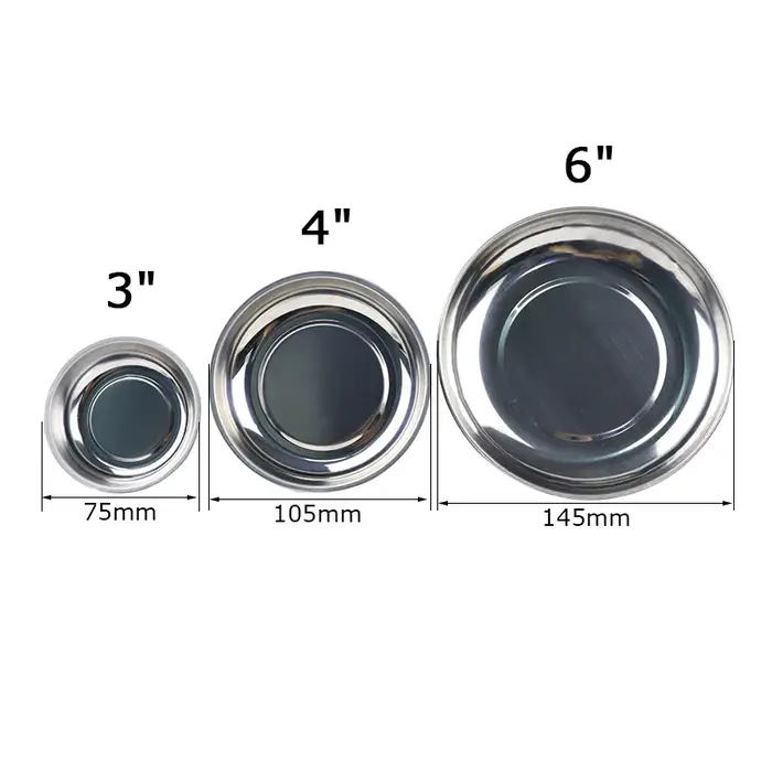 Plateau magnétique circulaire 3 "/4"/6 ", pièces magnétiques, bol, plateau de rangement de vis, plat