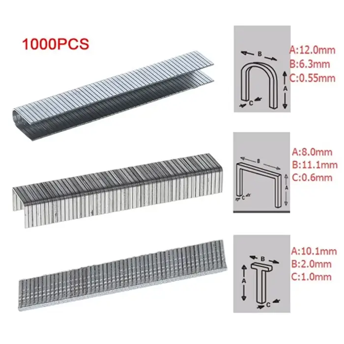 Agrafeuse à ongles en forme de U/porte/T, 1000 pièces, pour meubles en bois, usage domestique, pisto