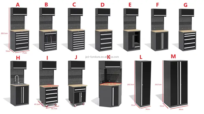 Ensemble d'armoires à outils en acier de qualité supérieure robuste
