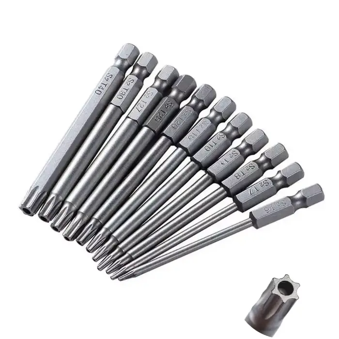 Jeu d'embouts de tournevis Torx creux 75 150mm, tige hexagonale 1/4, têtes de tournevis étoile de sé