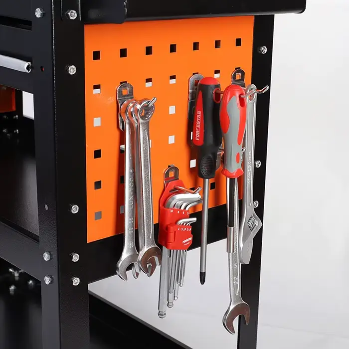 Chariot à outils robuste à 3 niveaux avec panneau perforé