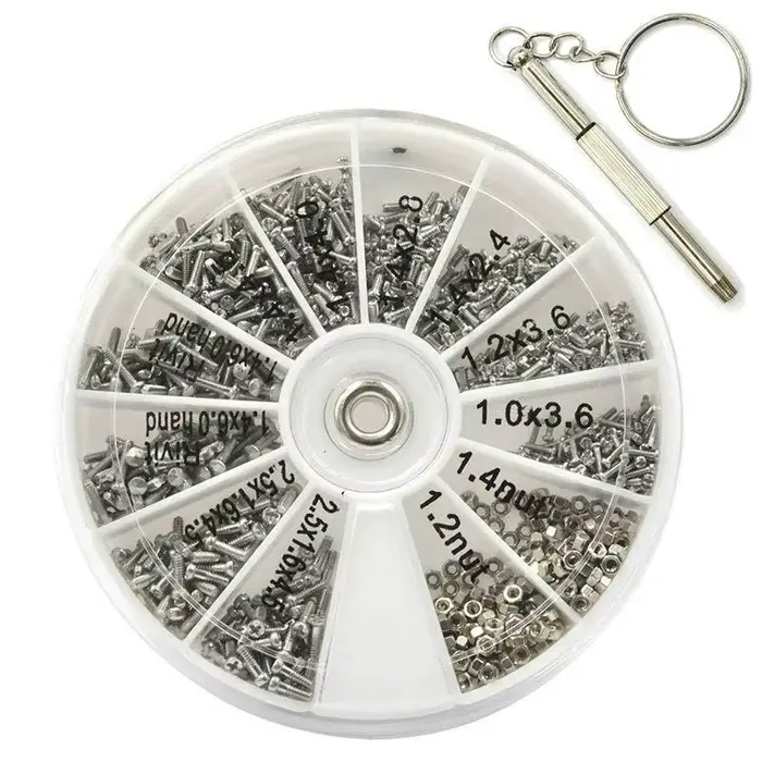 Kit d'assortiment d'écrous et de petites vis, 12 types de vis M1 M1.2 M1.4 M1.6 pour montres, outils