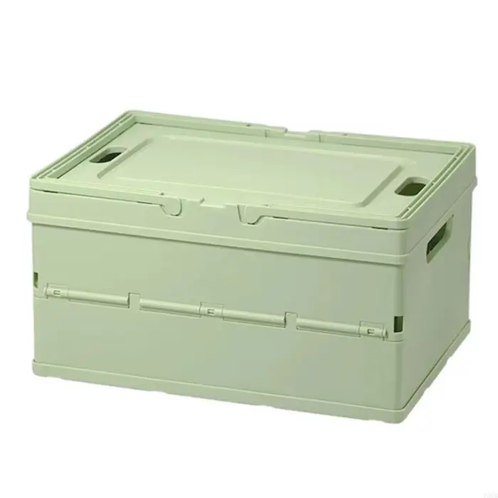 Boîte rangement avec couvercle, panier pique-nique pliable avec poignées latérales pour étagère plac