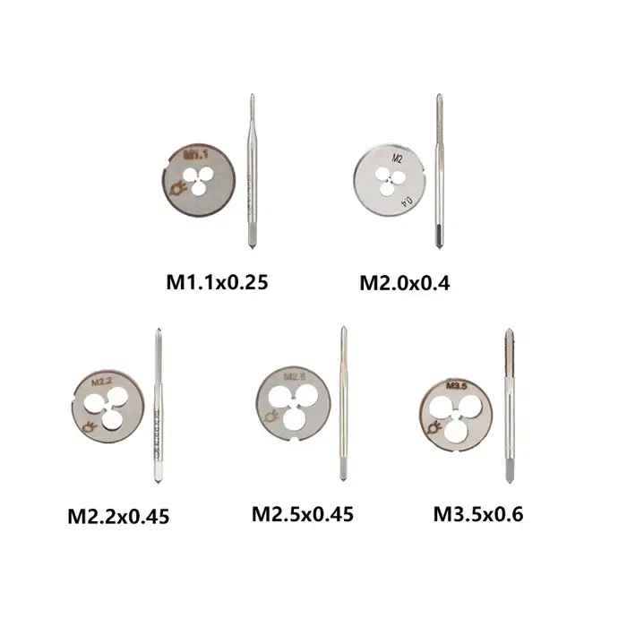 CMCP – jeu de tarauds et de matrices à vis métriques M1.1 M2 M2.2 M2.5 M3.5, Machine à main droite, 