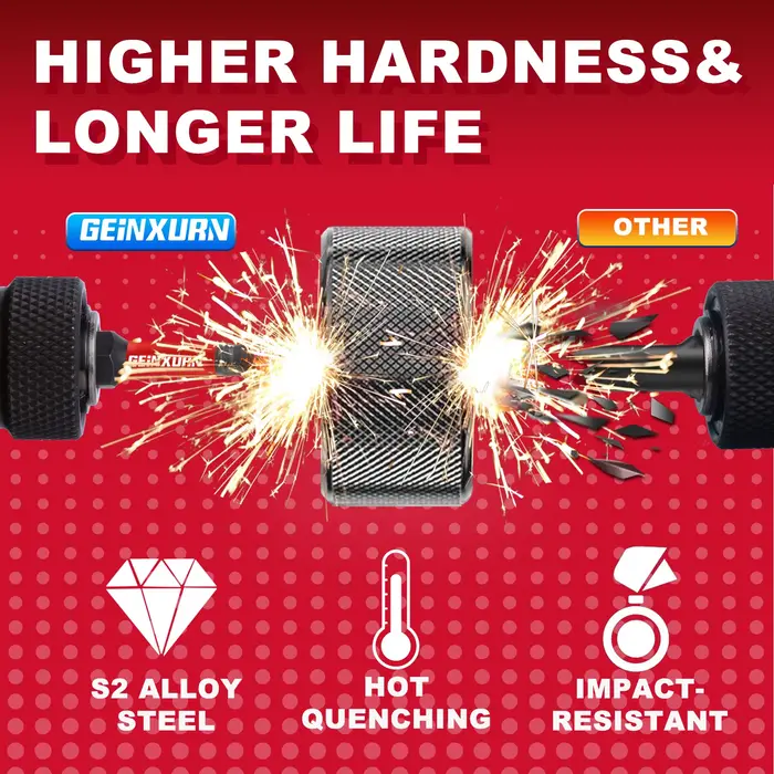 Geinxurn 30 embouts multi-conducteurs magnétiques Torx en acier S2 à impact avec boîte colorée de rangement (vert