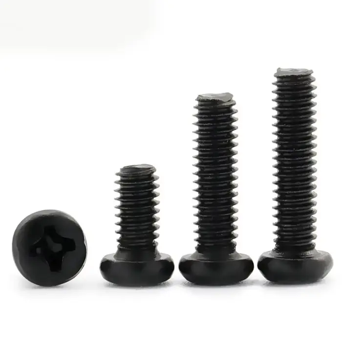 Vis à tête cylindrique encastrée en croix, 100 pièces/lot, M1 M1.2 M1.6 M2 M2.5 M3 M4 M6, vis à métaux Phillips noire en acier au carbone, Grade 4.8