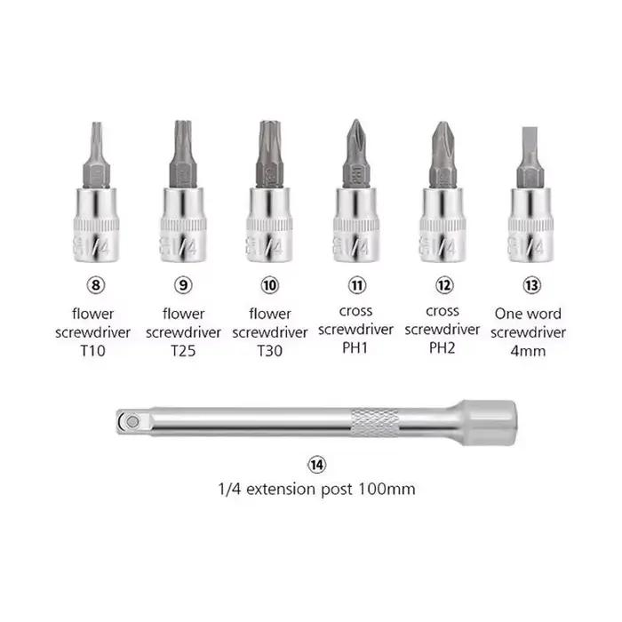 Jeu de clés dynamométriques pour vélo TOOPRE 1/4 2-24Nm 15 pièces