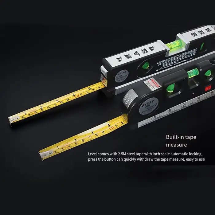 Niveau Laser 4 en 1, ruban à mesurer Vertical réglable de haute précision
