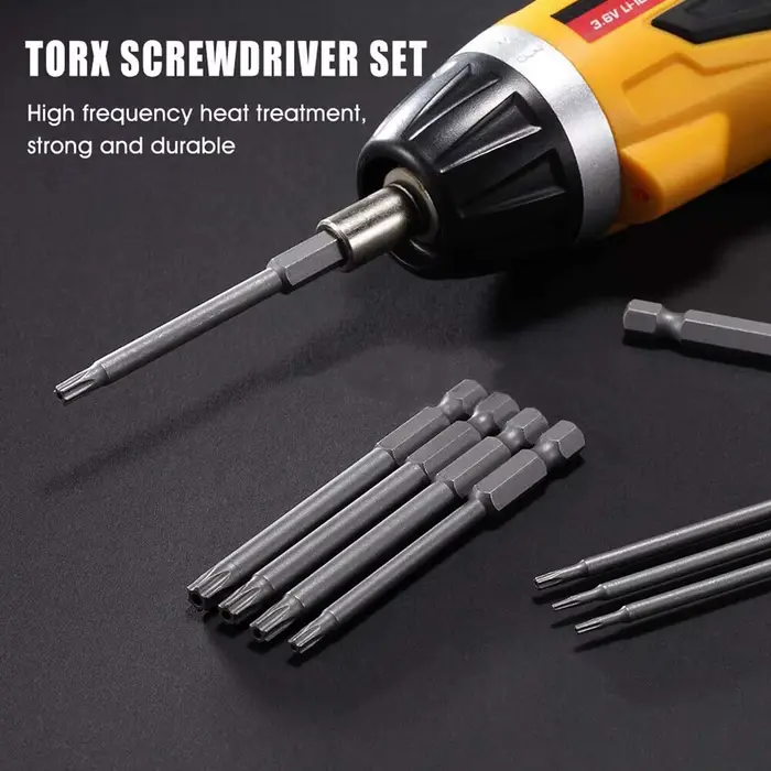 Jeu d'embouts de tournevis Torx en acier, tête de sécurité Torx, tige hexagonale de 1/4 pouces, long