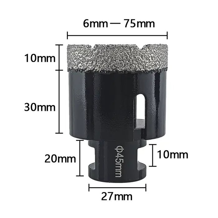 1 pièces M14 fil diamant sec brasé sous vide forage noyau de forage ensemble carreaux de porcelaine