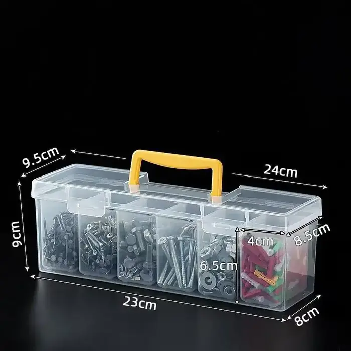 Nouvelle boîte à outils portable transparente vide