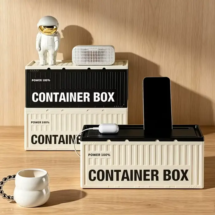 Boîte de rangement de câbles haute capacité avec couvercle
