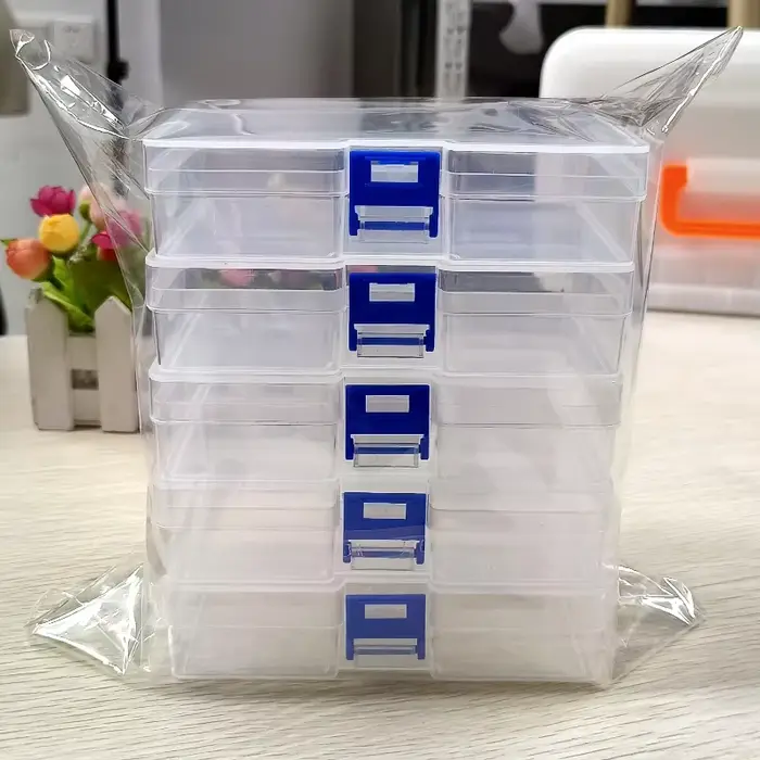 5 boîtes de rangement en plastique transparent pouvant accueillir des petits articles