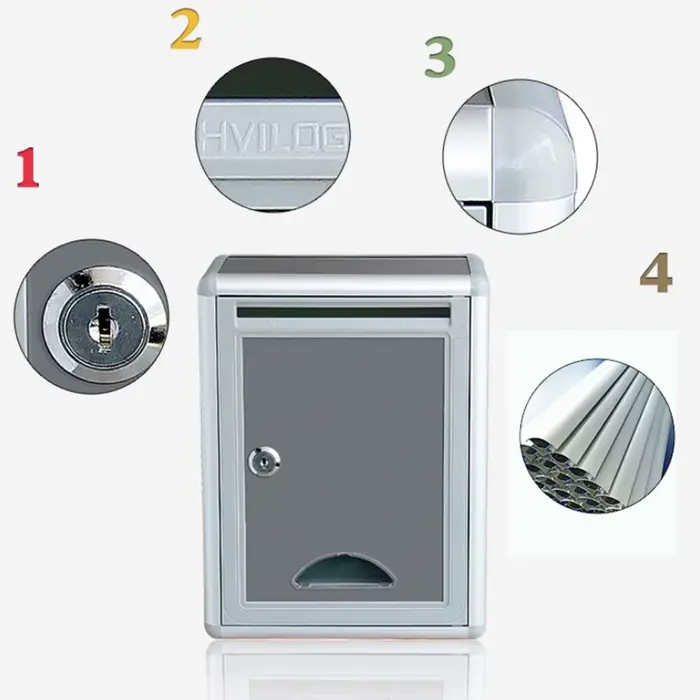 Boîte aux lettres murale en alliage d'aluminium